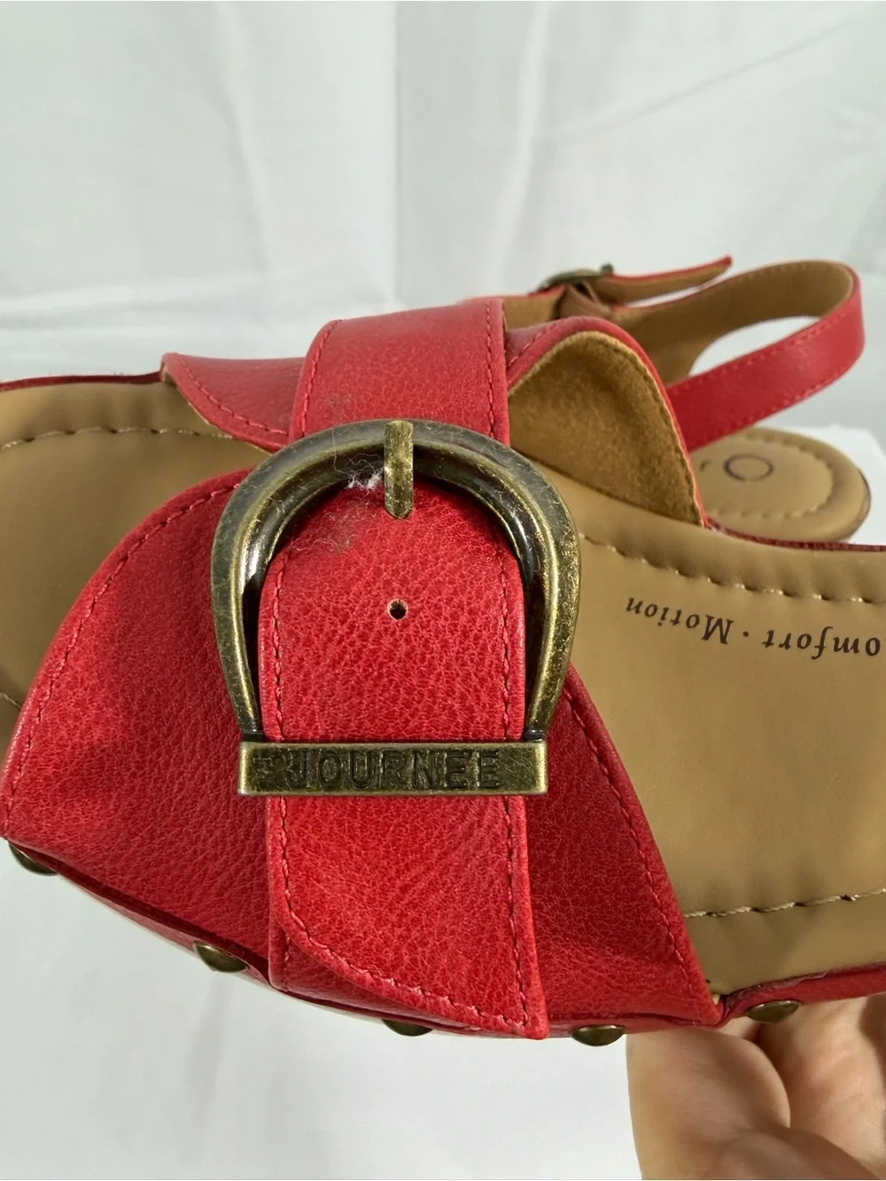NWT Journee Collection Women’s Size 8 Red Comfortable 3 Inch Heel Sandals